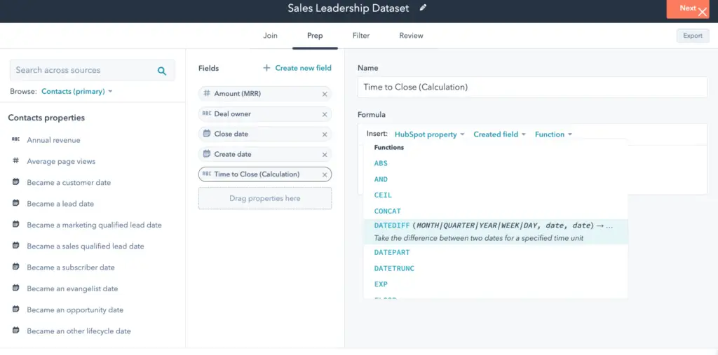 An image of HubSpot's data set interface representing Soulheart's blog A No-Nonsense Guide to Streamlining Operations with HubSpot's Operations Hub