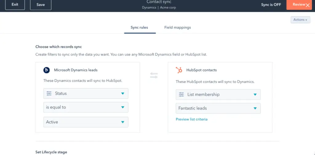 And image of HubSpot's contact sync interface representing Soulheart's blog A No-Nonsense Guide to Streamlining Operations with HubSpot's Operations Hub.