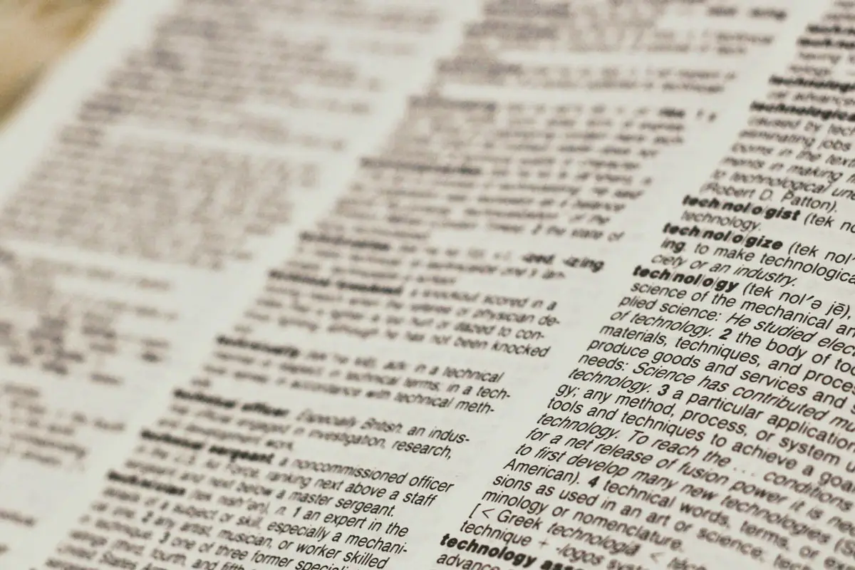 Dictionary definition of technology for post about marketing term definitions from website analyzer