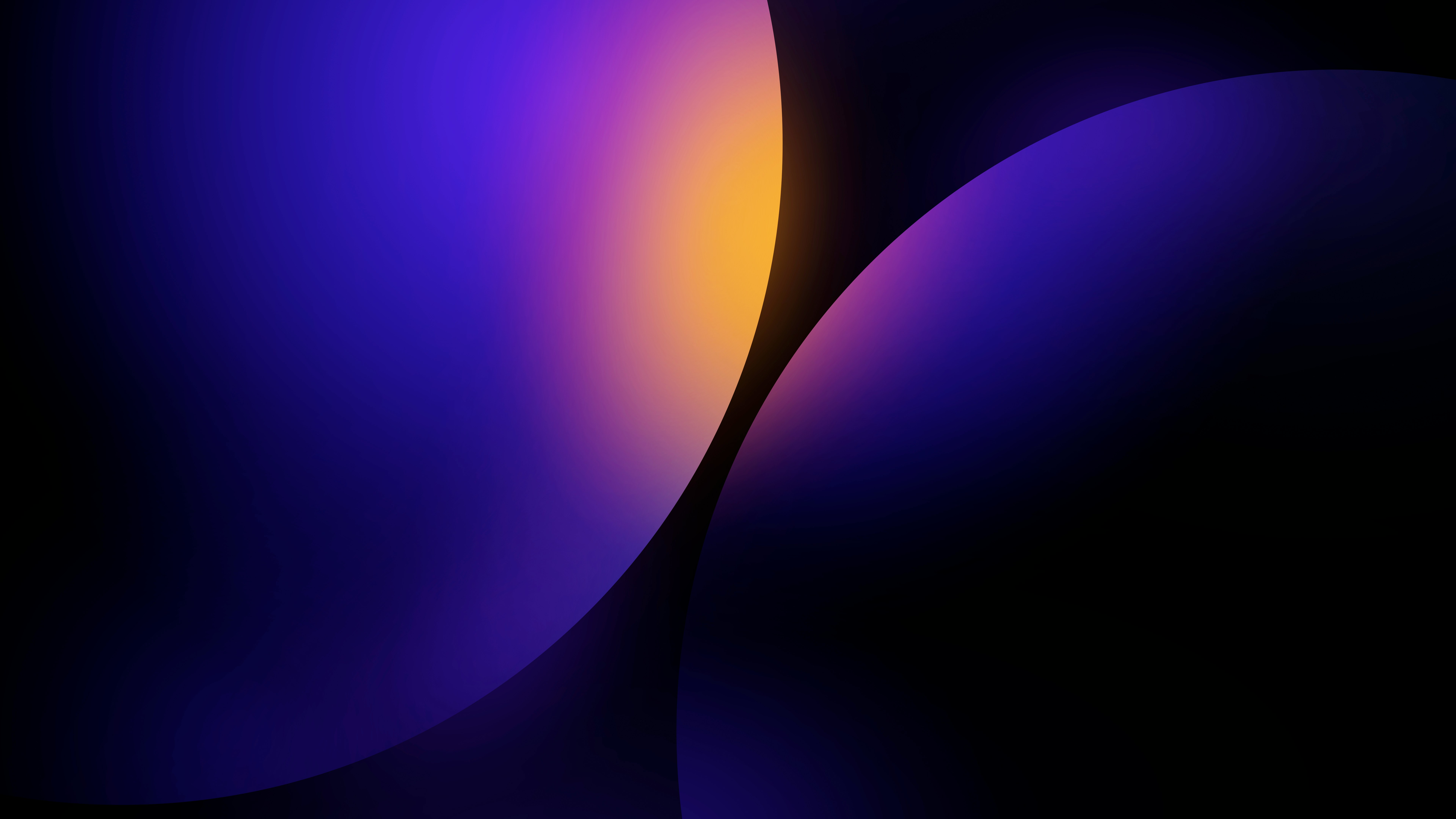 a black background with purple and orange shapes