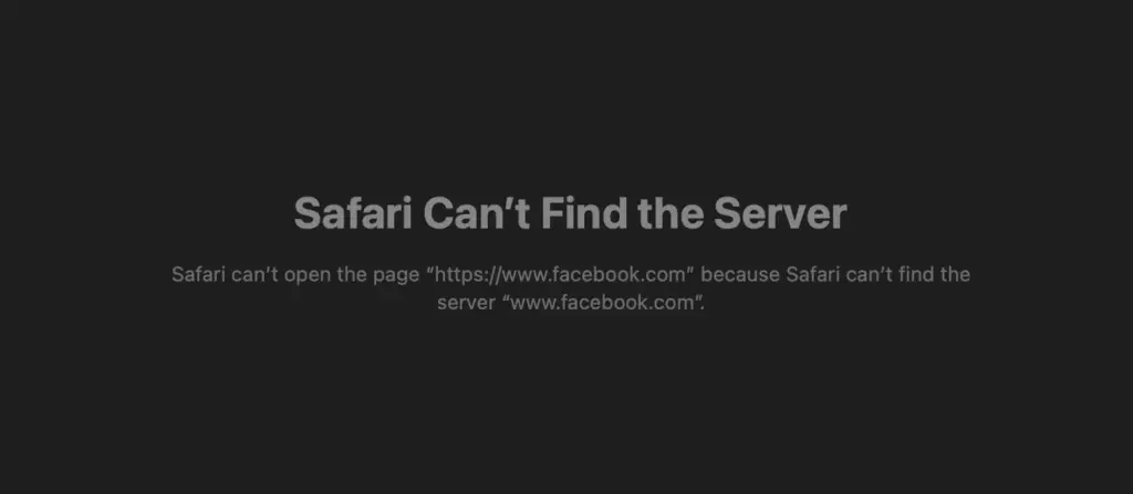 Safari can't find Facebook