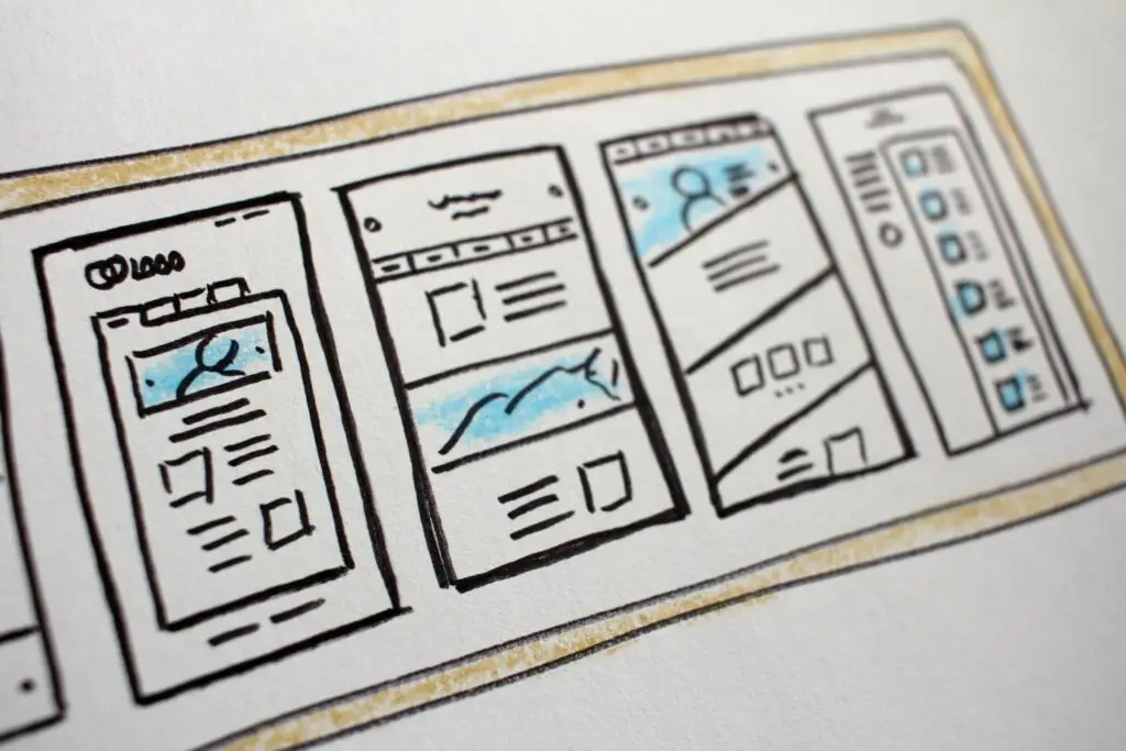 An image of a drawing of website designs representing Soulheart's blog about website optimizations