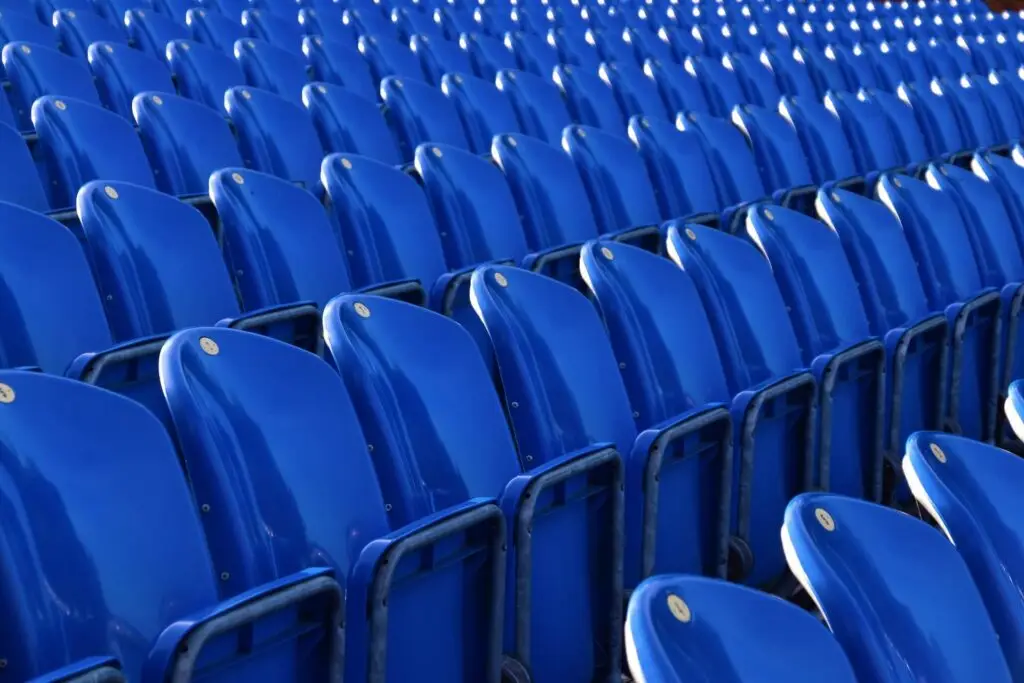 An image of empty bleachers talking about the importance of defining your goals and target audience for Soulheart's blog titled A Guide for Creating Effective YouTube Videos.