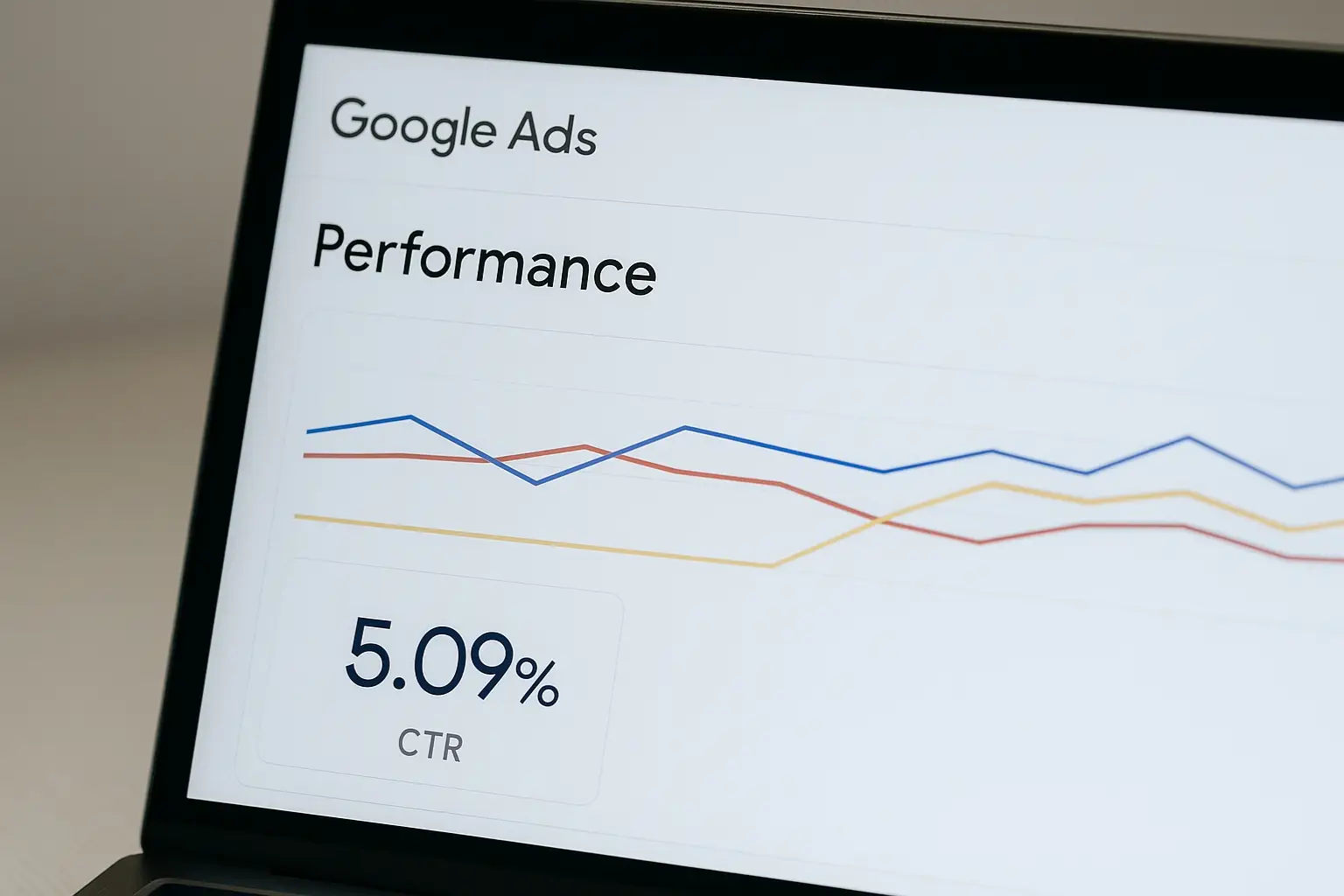 image of a google ads report showing a 5.95 CTR. The image used in an article by Soulheart about Google Ad Grant Compliance.