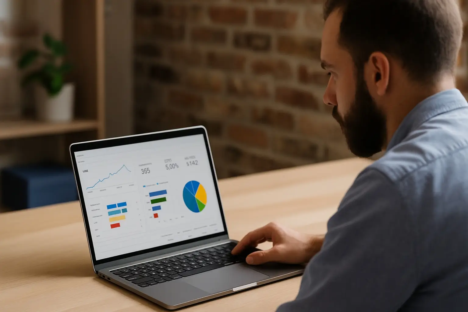 Image of a man looking at the results from his google ads. The image is used in Soulheart's article Google Grant Ad Campaign Results: How Hope Force Achieved Rapid Growth With Soulheart