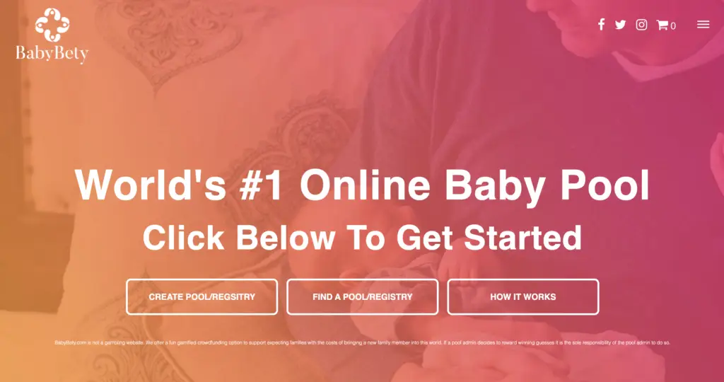 Screenshot of the BabyBety homepage